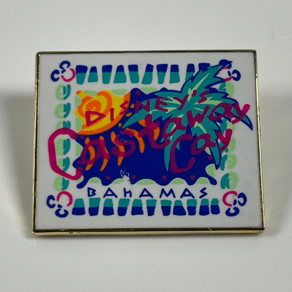 Disney Castaway Cay Bahamas Pin Vintage Walt Disney World Souvenir Gold Tone